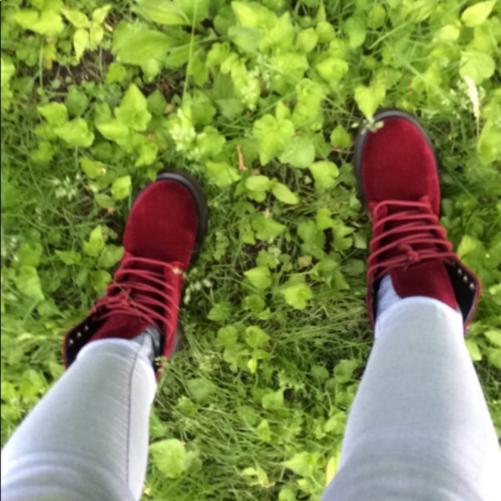 Oxblood Maroon Velvet Dr. Martens Boots